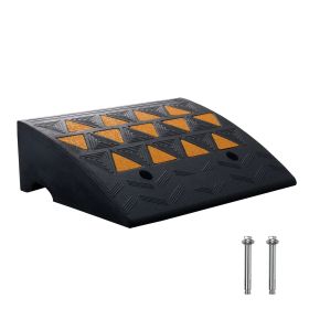 Rubber Curb Ramp 6" Rise Height Sidewalk Curb Ramp, 14.6" Width 19.3" Length Driveway Ramp for Curb, 15T Heavy Duty Rubber Ramp for Forklifts, Tr
