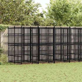 Dog Kennel Black Powder-coated steel 12.9 sq ft Locks